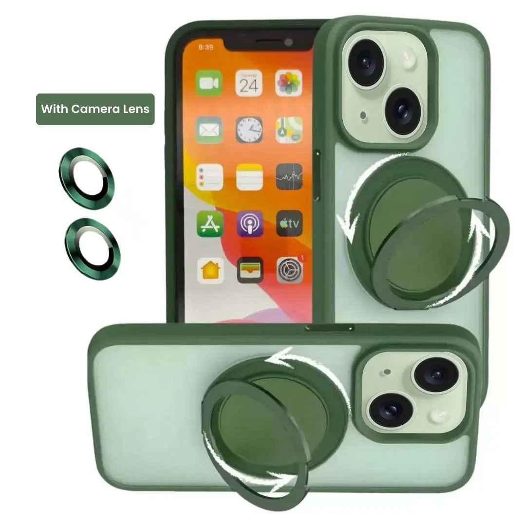 iPhone 15/iPhone 14/iPhone 13 MagSafe Cam Smoke Rotating Kickstand Green